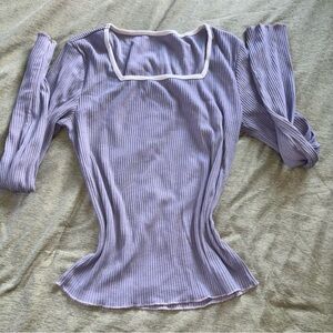 Lavender Ribbed Square Neck Top